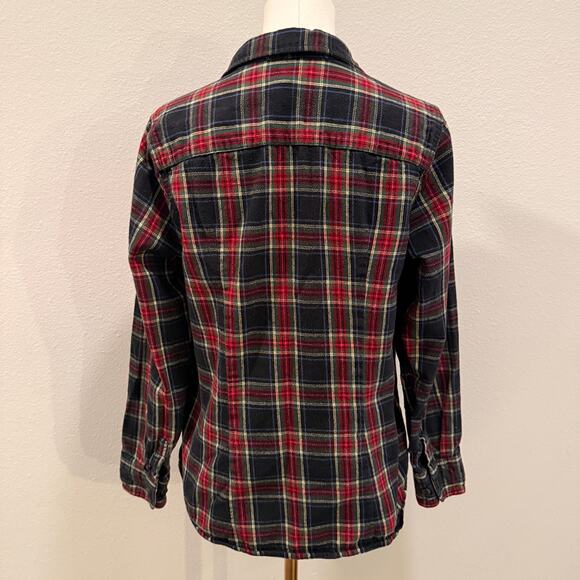L.L.Bean Slightly Fitted Plaid Flannel Shirt Red Green Black Women Petite M Fall - Picture 2 of 7